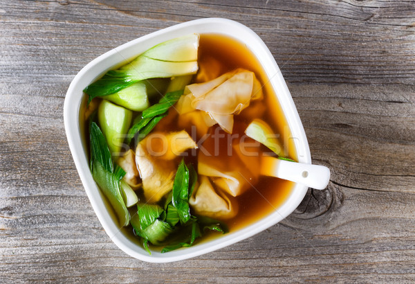 Chinese wanton and vegetable soup ready to eat  Stock photo © tab62
