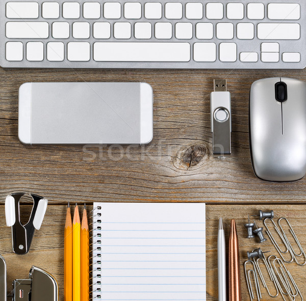 Workspace with simple office supplies on aged desktop  Stock photo © tab62
