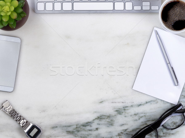 Marble desktop surface with circle border of business work objec Stock photo © tab62