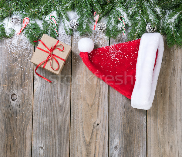 Weihnachten Urlaub Holz Tanne Niederlassungen Schnee Stock foto © tab62