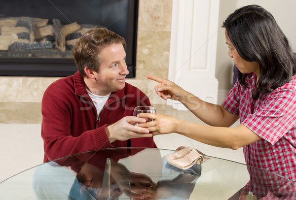 Mature Couple dealing with Acohol drinking Problems at home  Stock photo © tab62