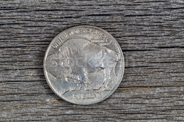 American Buffalo Nickel on Rustic Wood  Stock photo © tab62