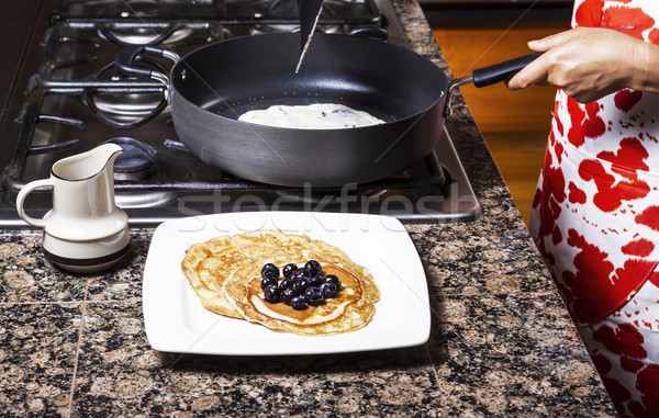 Stockfoto: Pannenkoeken · vers · uit · koekenpan · vers · bosbessen