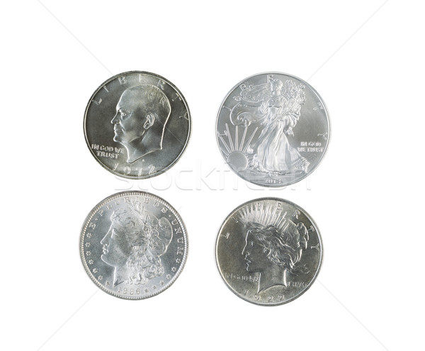 History of American Silver Dollars on White Background  Stock photo © tab62