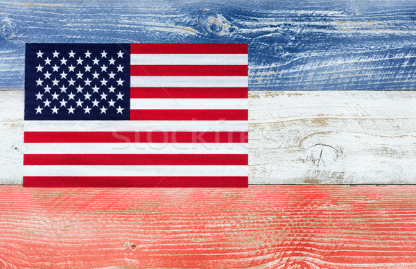 USA flag with national colors painted on fading wooden boards  Stock photo © tab62