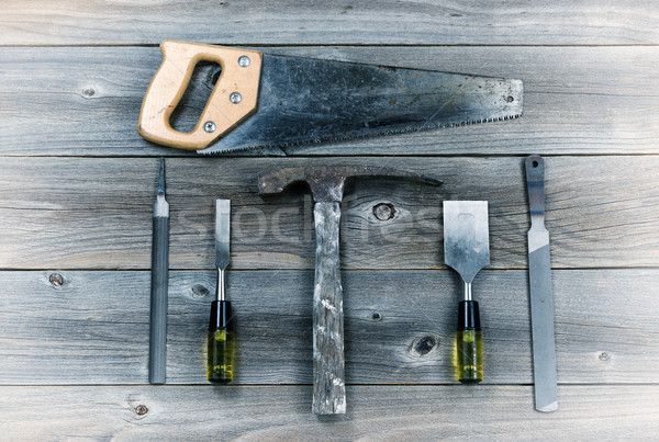 Klasszikus kéz szerszámok rusztikus fából készült használt Stock fotó © tab62