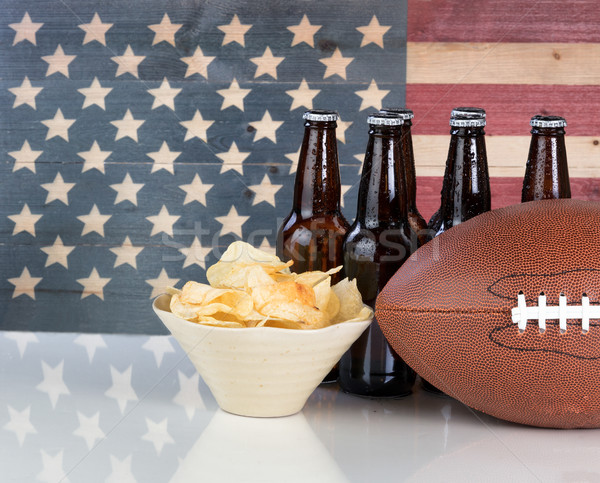 American football plus food and drink with United States flag in Stock photo © tab62