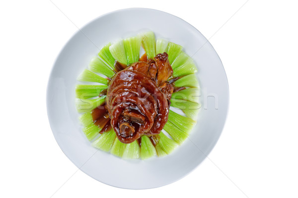 Chinesisch Schwein Ellenbogen weiß Platte top Stock foto © tab62