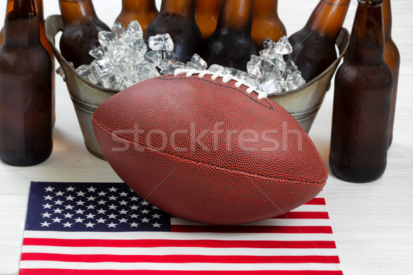 Stock photo: Fourth of July celebration with football and ice cold beer 