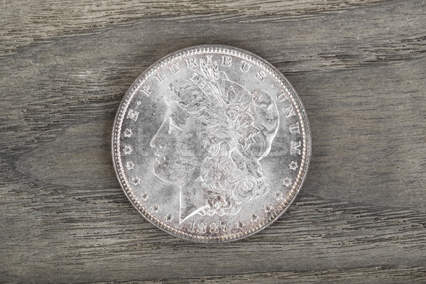 High Qaulity Silver Dollar on aging wood  Stock photo © tab62