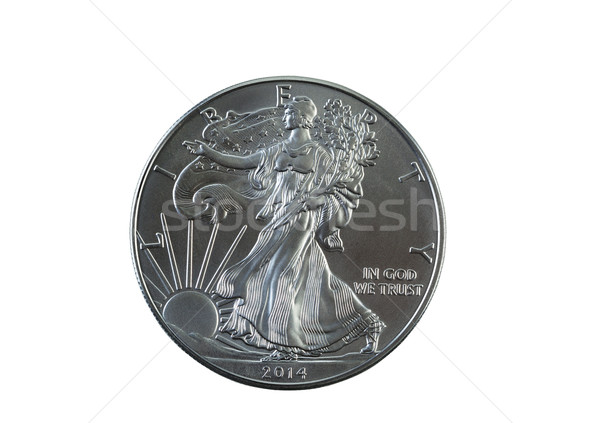 Stock photo: Uncirculated American Silver Eagle Dollar Coin isolated on white