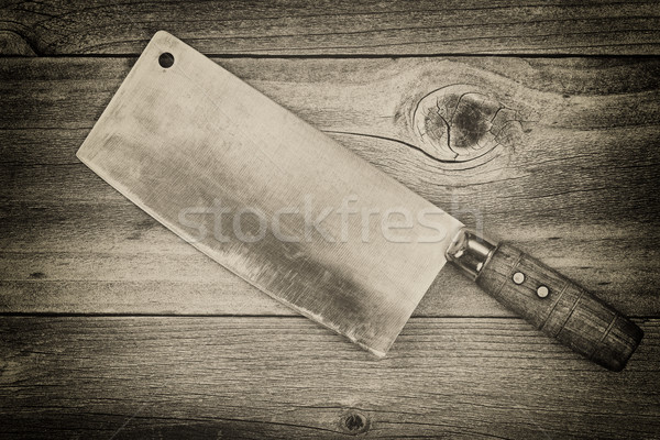 Klasszikus hentes kés rusztikus cédrus fa Stock fotó © tab62