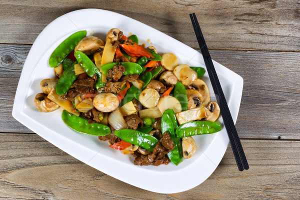Chinese sliced beef and veggies dish ready to eat Stock photo © tab62