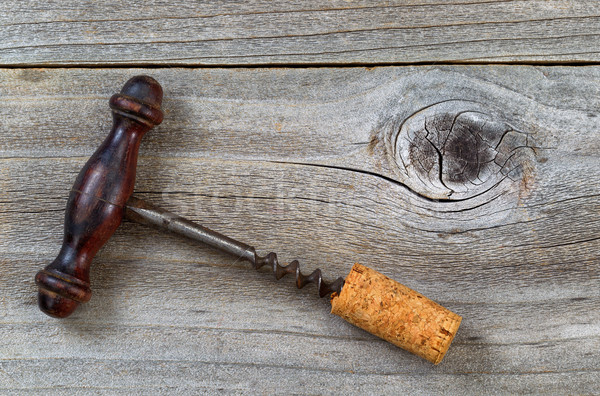 [[stock_photo]]: Vintage · tire-bouchon · attaché · Cork · rustique · bois