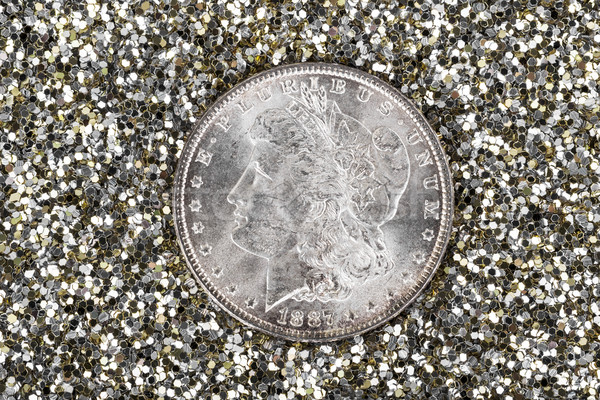 Silver Dollar with Sparkling Glitter  Stock photo © tab62