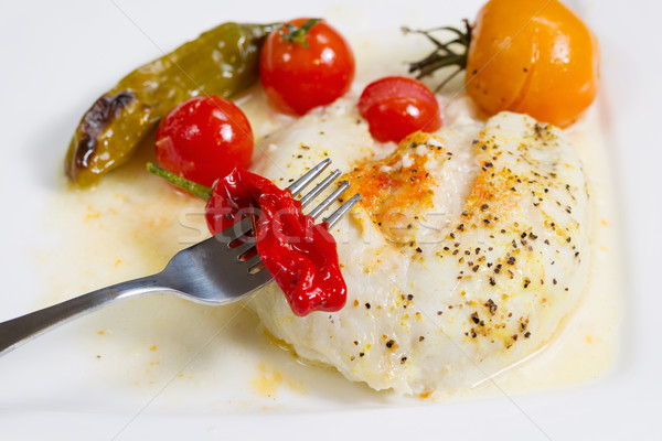 Baked Sole Fish with Vegetables in sauce  Stock photo © tab62