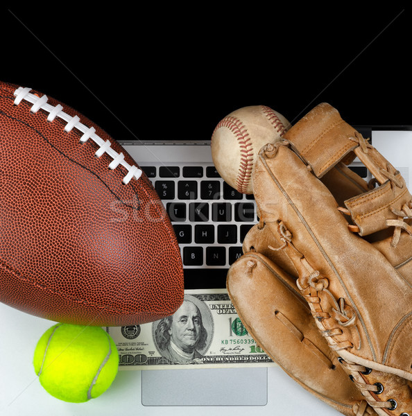 Fogadás sportok számítógép pénz sportfelszerelés internet Stock fotó © tab62