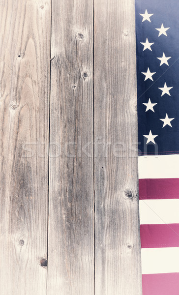 Vintage border of USA flag on rustic wooden boards Stock photo © tab62