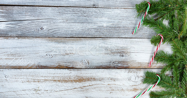 Karácsony örökzöld ágak cukorka sétapálca díszek Stock fotó © tab62