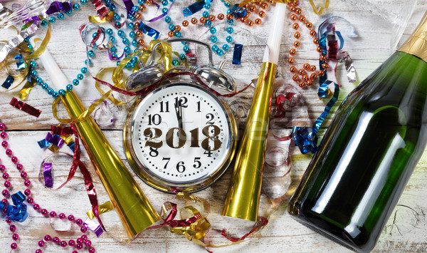 Stockfoto: Klok · tonen · middernacht · viering · nieuwjaar