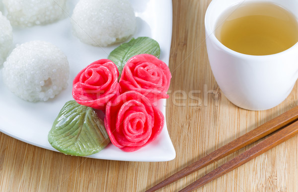 Chinese Sweet Rice Balls with Tea  Stock photo © tab62