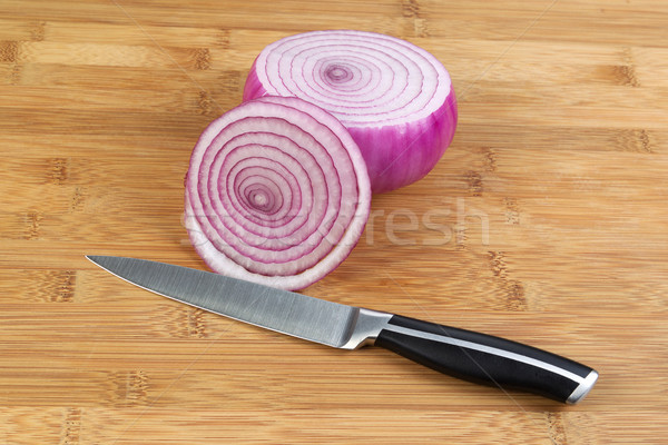 Stock photo: Slicing Red Onion 