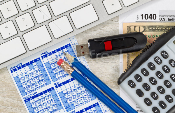 Foto stock: Renda · imposto · preparação · negócio · equipamento · forma