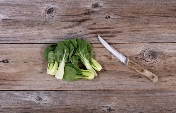 Chinese Bok Choy and Paring Knife on rustic wood  Stock photo © tab62