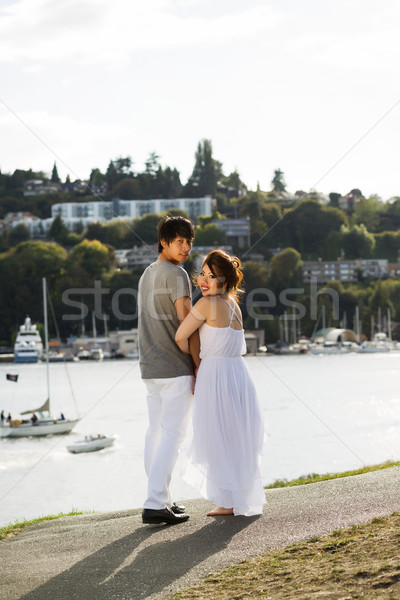 Lovers Wandering on the Water Path Stock photo © tab62