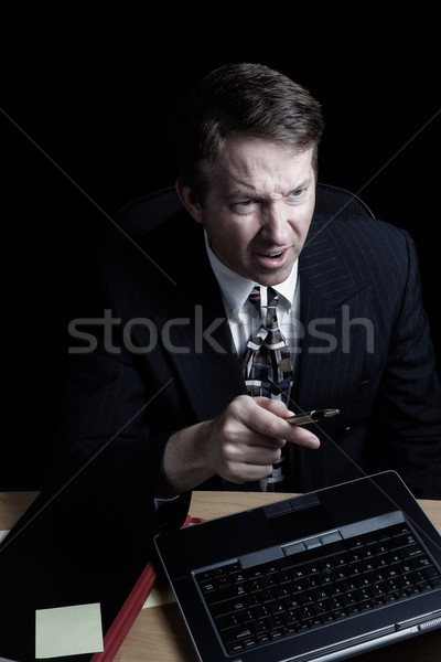üzletember mutat düh adat számítógép függőleges Stock fotó © tab62