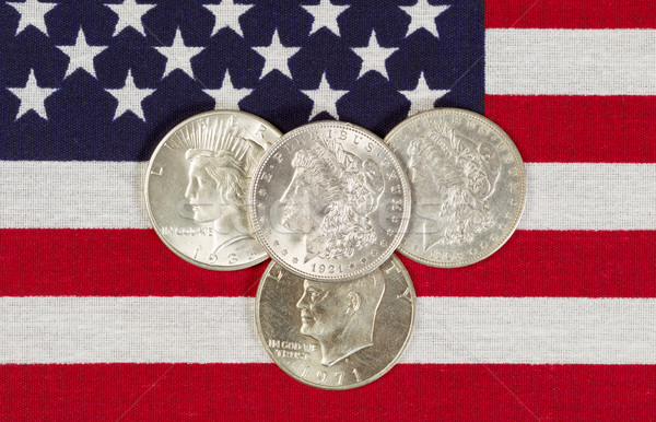 American Silver Dollars and USA Flag  Stock photo © tab62