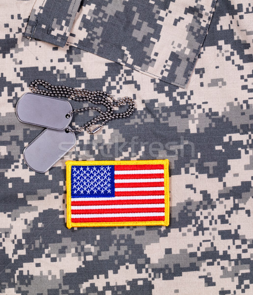 USA Flag patch and ID tags with battle dress uniform  Stock photo © tab62