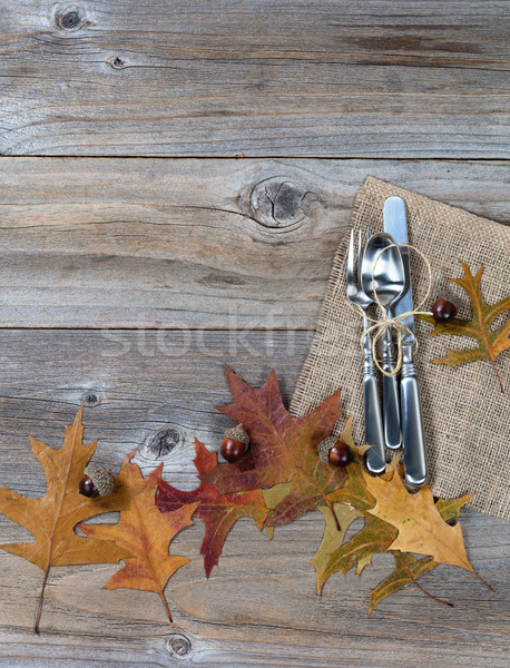 ストックフォト: 秋 · 休日 · 素朴な · 木製 · ディナー · 場所