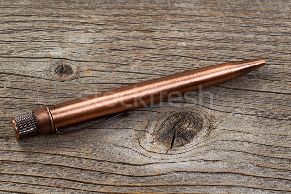 Bağbozumu Metal kalem rustik ahşap Stok fotoğraf © tab62