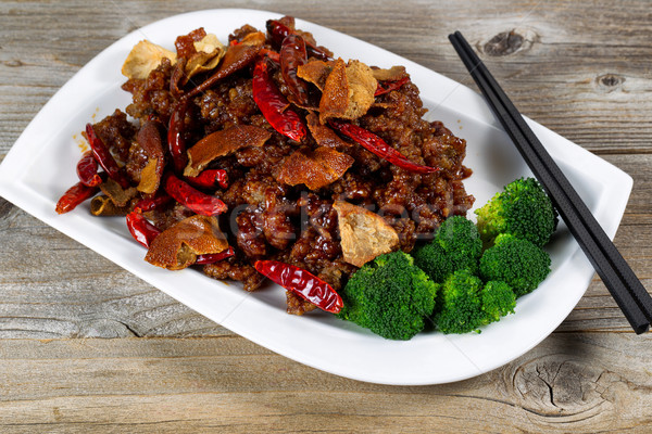 Chinois succulent poulet tofu brocoli plat Photo stock © tab62