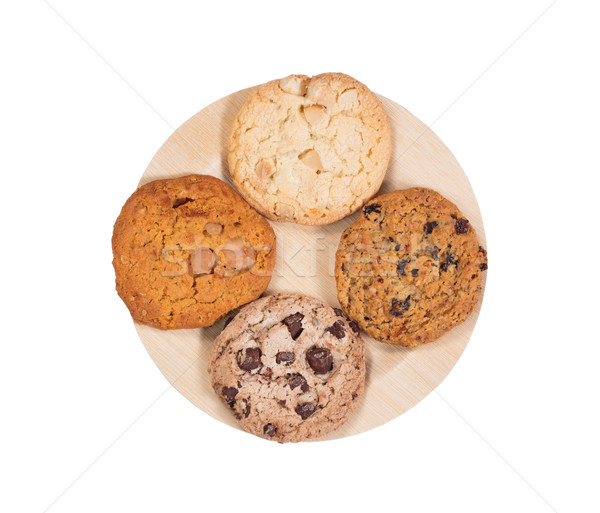 Stockfoto: Variëteit · cookies · bamboe · plaat · geïsoleerd · witte