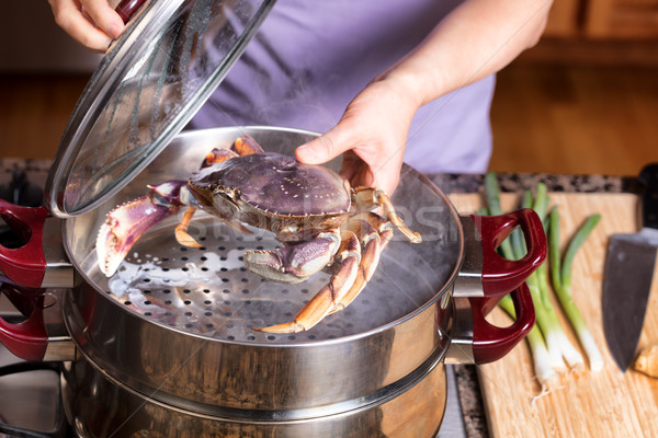 Steaming fresh live Crab  Stock photo © tab62