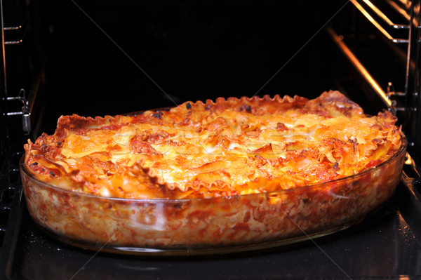 Gebakken lasagne klaar restaurant kaas diner Stockfoto © taden