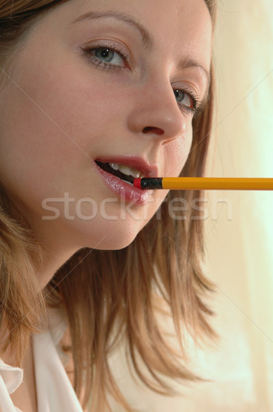 young woman with pencil Stock photo © taden