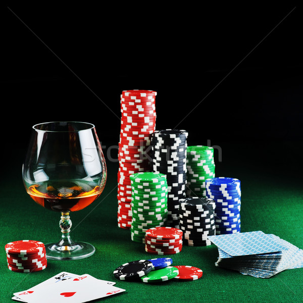 Bere carte da gioco colore chip verde vetro Foto d'archivio © taden