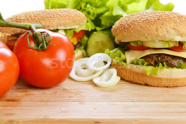 Foto stock: Sabroso · hamburguesa · apetitoso · placa · pan