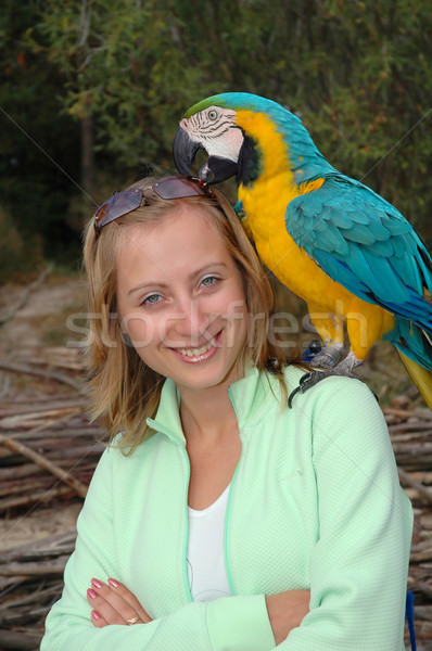 girl portrait with parrot Stock photo © taden