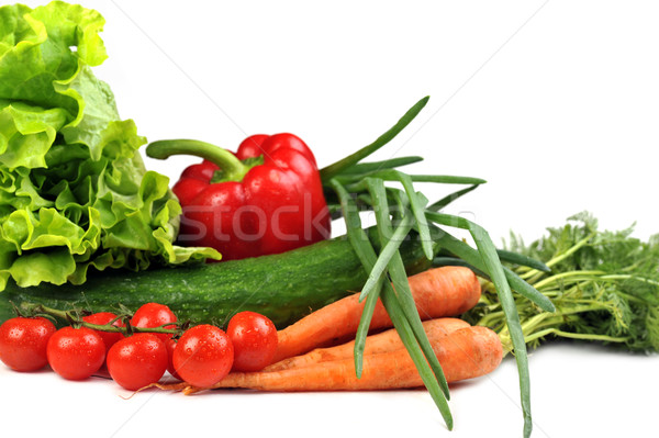 Foto stock: Verduras · frescas · tomates · zanahorias · pepino · cebollas · frutas