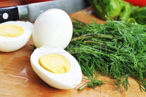  knife different vagetables and eggs Stock photo © taden