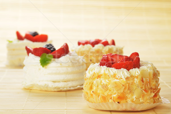 Faible gâteaux blanche cerise fruits bambou [[stock_photo]] © taden