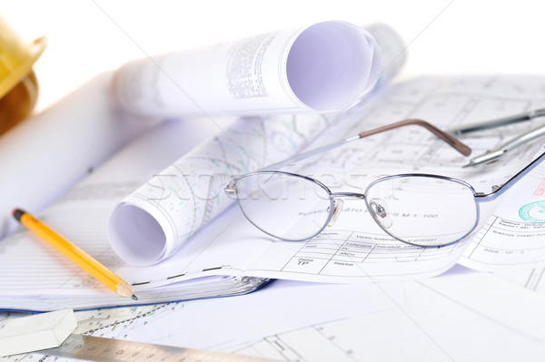 Domnitor radieră ochelari creion afaceri Imagine de stoc © taden