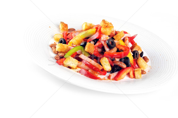 Salade plaat Spice Mexicaanse vlees witte Stockfoto © taden