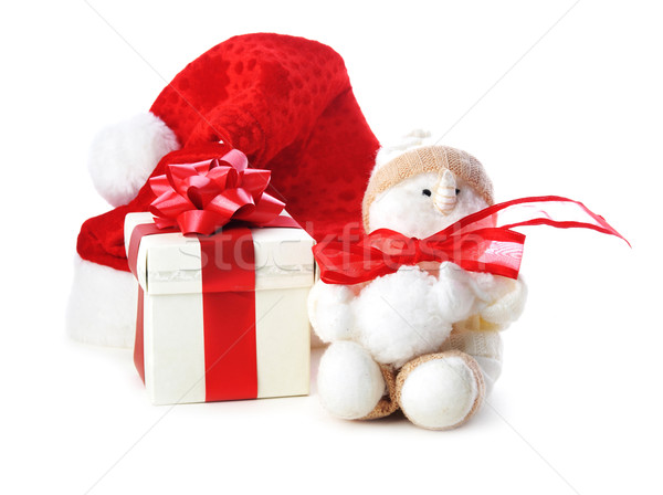 snowman and giftbox on white  Stock photo © taden