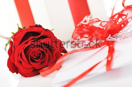 red rose with rings and shoe Stock photo © taden