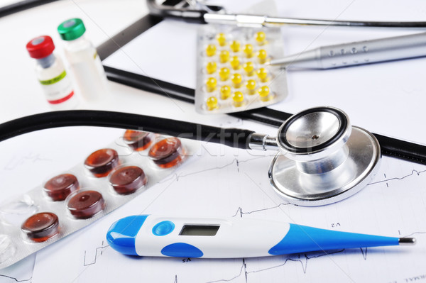 stethoscope on  printout Stock photo © taden